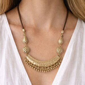 Chico's BoHo Statement Crescent Necklace with Tribal Festive Fringe